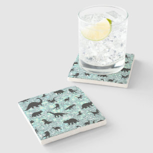 shadow T-rex dinosaur on gradient galaxy Stone Coaster