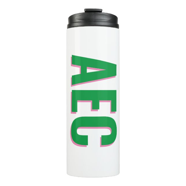 Shadow Text Three Initial Modern Monogram Thermal Tumbler (Front)
