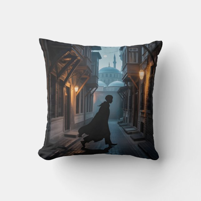 Shadow Walker in Istanbul Streets Cushion (Front)