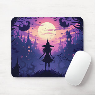 Shadow Witch Halloween Castle Pumpkins Mouse Mat