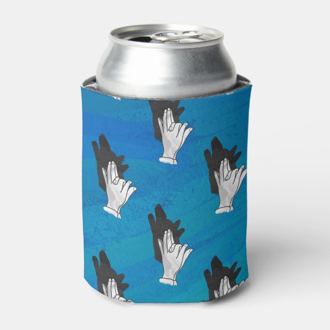 Shadow Wolf on Blue Can Cooler (Can Front)