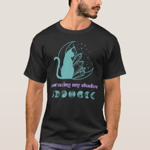 Shadow Work New Age Cat and Moon Phase Spiritual T T-Shirt