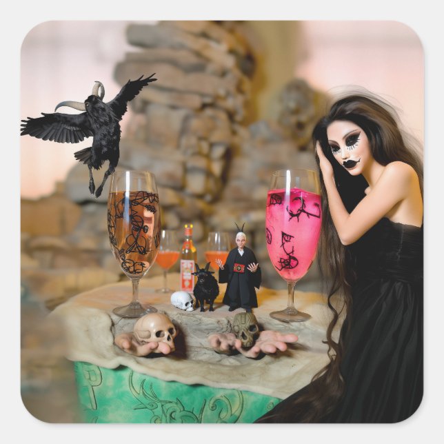 Shadow Work Occult Dark Witchy Recovery AI Art Square Sticker (Front)