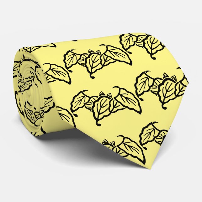 Shadowed bat-shaped oak leaves tie (Rolled)