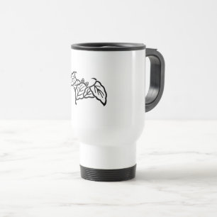 Shadowed bat-shaped oak leaves travel mug