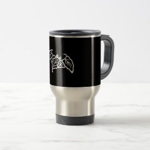 Shadowed bat-shaped oak leaves travel mug