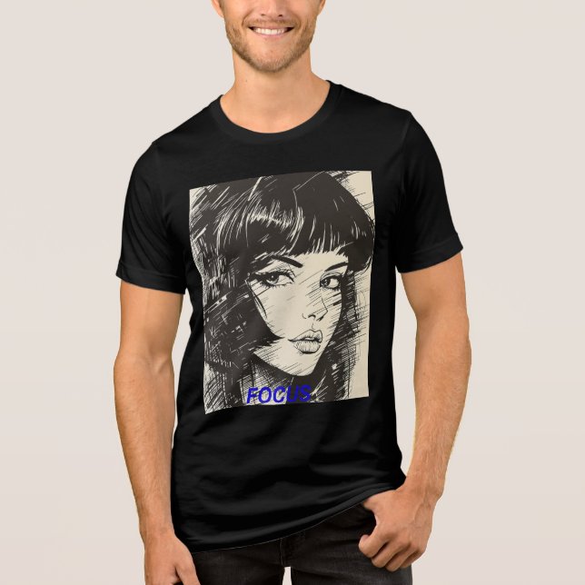 Shadowed Beauty: 90s Anime Ink Tee (Front)