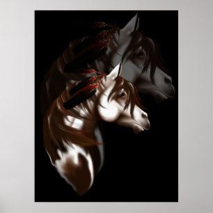 Shadowed Feathered Horse Poster