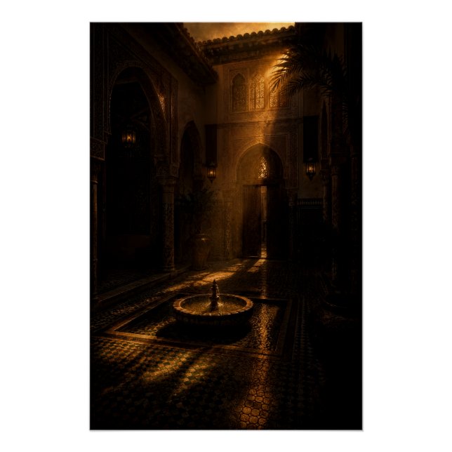 Shadowed Riad Fountain Poster (Front)