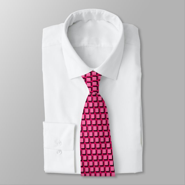 Shadowed Square - Crimson Red (FF0066) Tie (Tied)