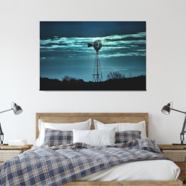 Shadowed Windmill- Dark Sky Photography Canvas Print