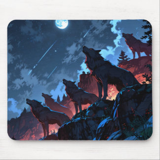 🌑🔥 Shadowfang – Dark Wolf Pack Mousepad