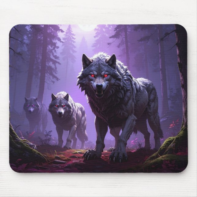 Shadowfang Pack – Midnight Wolves Fantasy Mousepad (Front)
