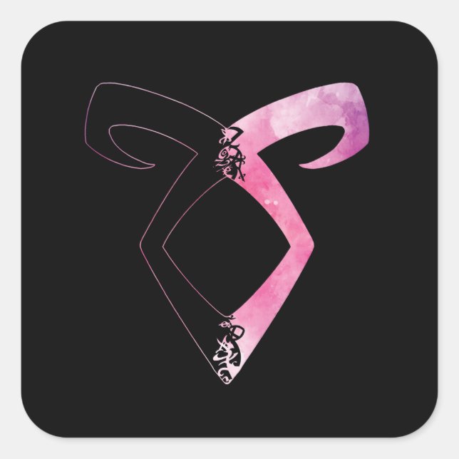 Shadowhunters rune - hakf silhouette (pink water) square sticker (Front)