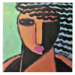 Shadows Abstract Portrait of a Woman Tile