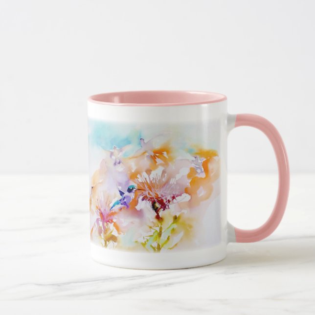 "Shadows in Pastels" Hummingbird Print Mug (Right)