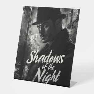 Shadows of the Night - Film Noir Style Design Pedestal Sign