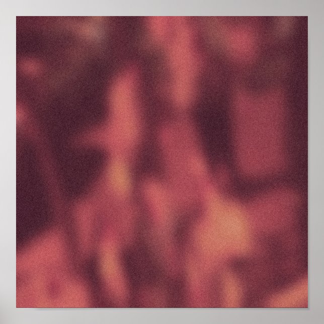 Shadowy Red NYC Sidewalk Rush Hour Crowd Poster (Front)