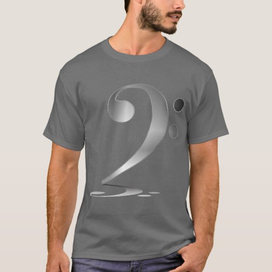 Shadowy Silver Bass Clef T-Shirt