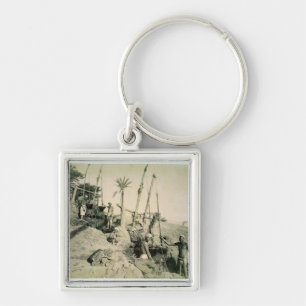 Shadufs in Upper Egypt (sepia photo) Key Ring