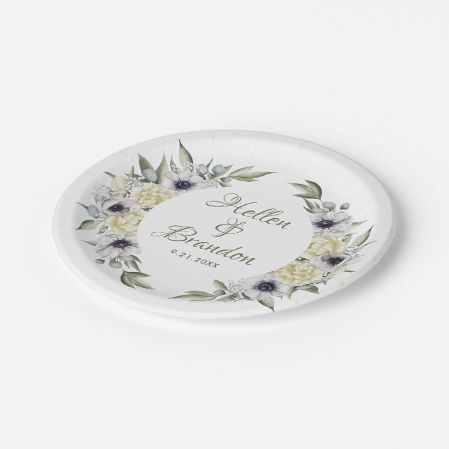 Shady-Chic Flowers Wreath Frame Paper Plate (Angled)