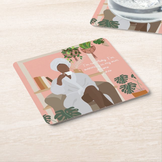 Shady Pisces Quotes  Square Paper Coaster (Angled)