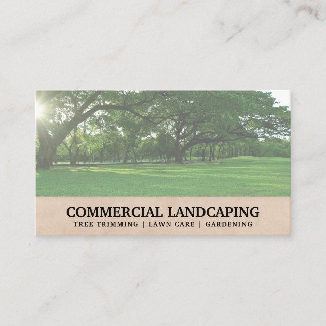 Shady Trees and Cut Grass Landscape Business Card (Front)