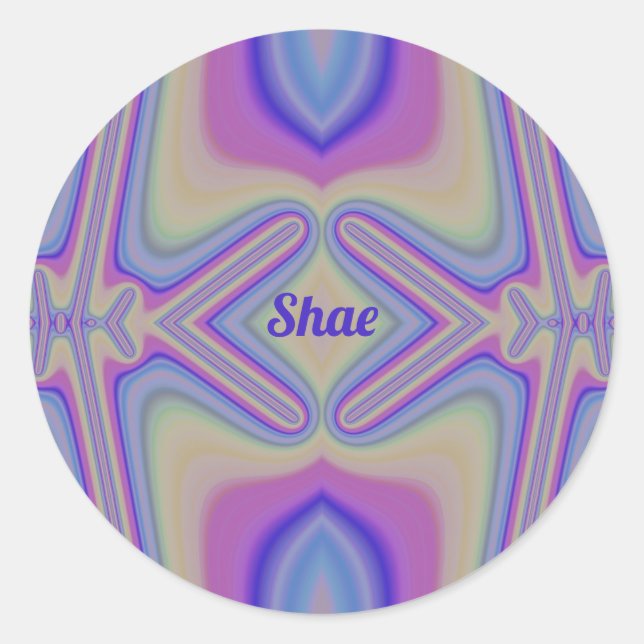 SHAE ~ Pastel Shades Fractal ~ Personalized  Classic Round Sticker (Front)