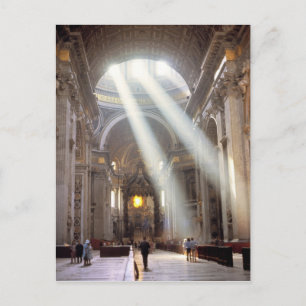 Shafts of sunlight pour through the windows postcard