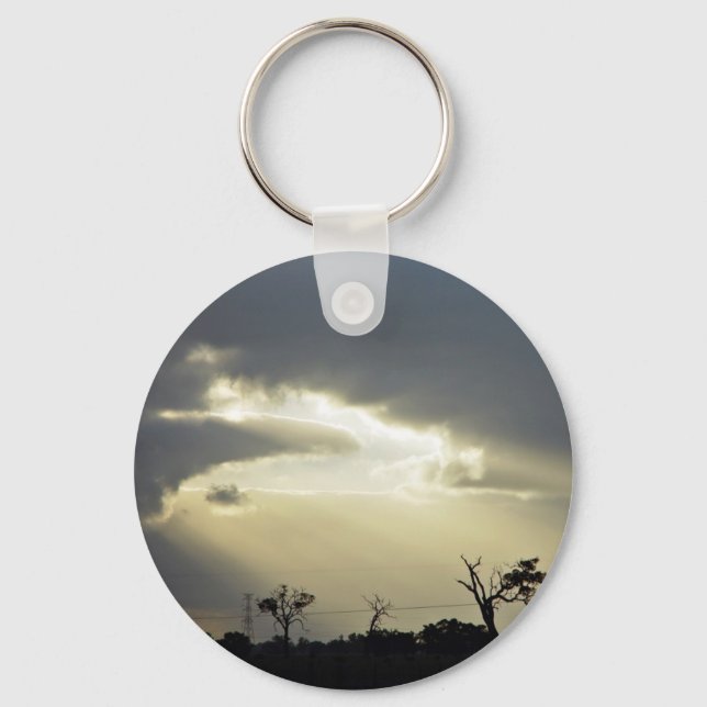 Shafts of sunlight through clouds key ring (Front)