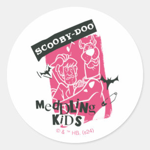 Shaggy and Scooby-Doo Meddling Kids Punk Outline Classic Round Sticker