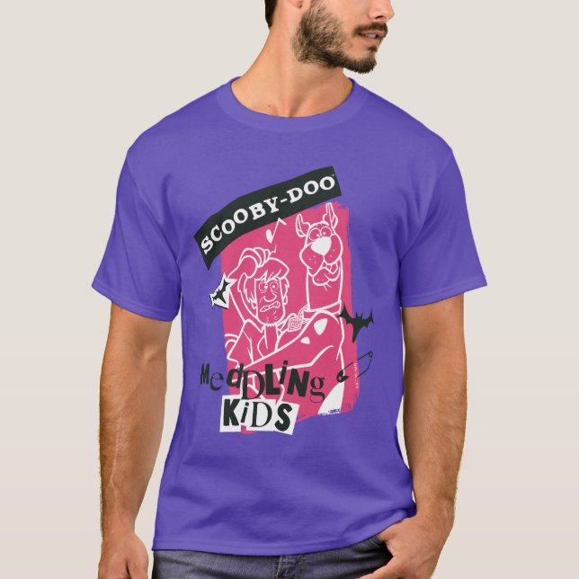 Shaggy and Scooby-Doo Meddling Kids Punk Outline T-Shirt (Front)