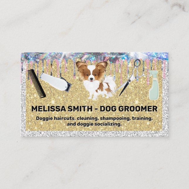Shaggy Dog | Grooming Tools | Glitter Sparkle Appointment Card (Front)