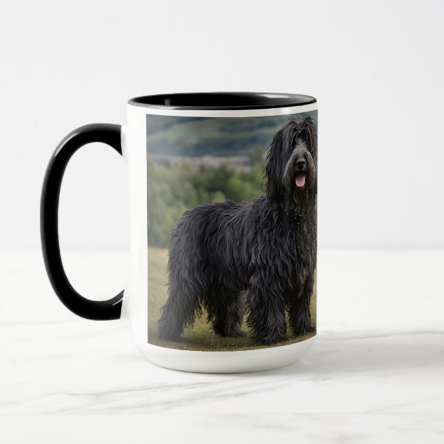 "Shaggy Elegance: The Black Bergamasco Sheepdog" Mug (Left)