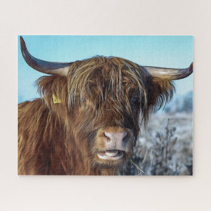 Shaggy Highland Beef Cow Oil Painting Jigsaw Puzzle