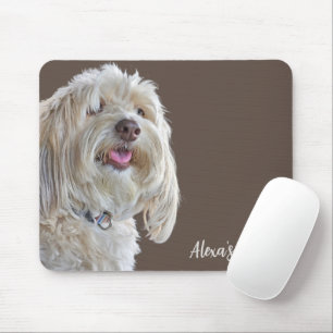 Shaggy Poodle with Custom Name Mouse Mat