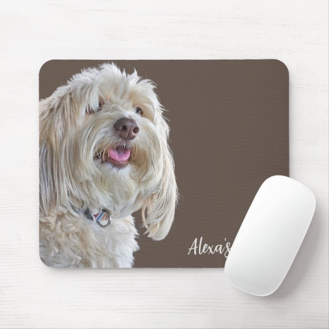 Shaggy Poodle with Custom Name Mouse Mat (With Mouse)
