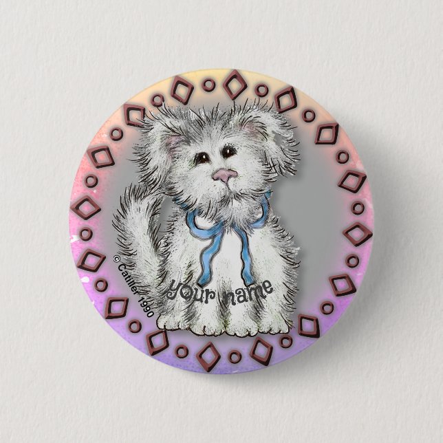 Shaggy Puppy Dog   6 Cm Round Badge (Front)