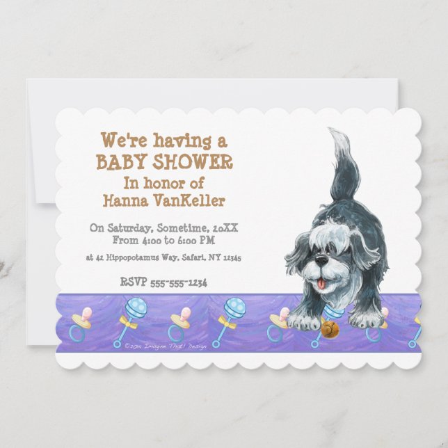 Shaggy Sheep Dog Baby Shower Invitation (Front)