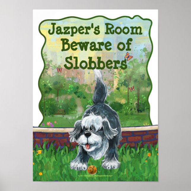 Shaggy Sheep Dog Beware Room Poster (Front)