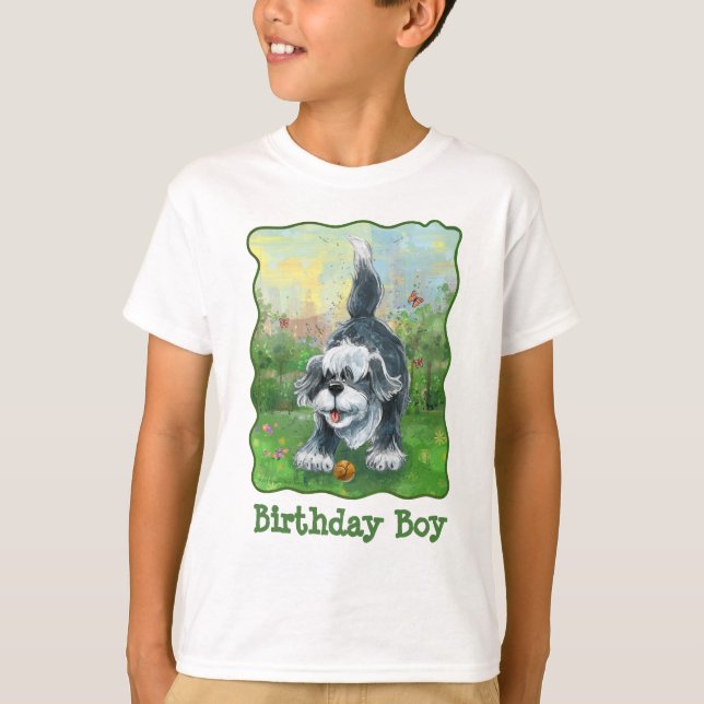 Shaggy Sheep Dog Birthday Boy T-Shirt (Front)