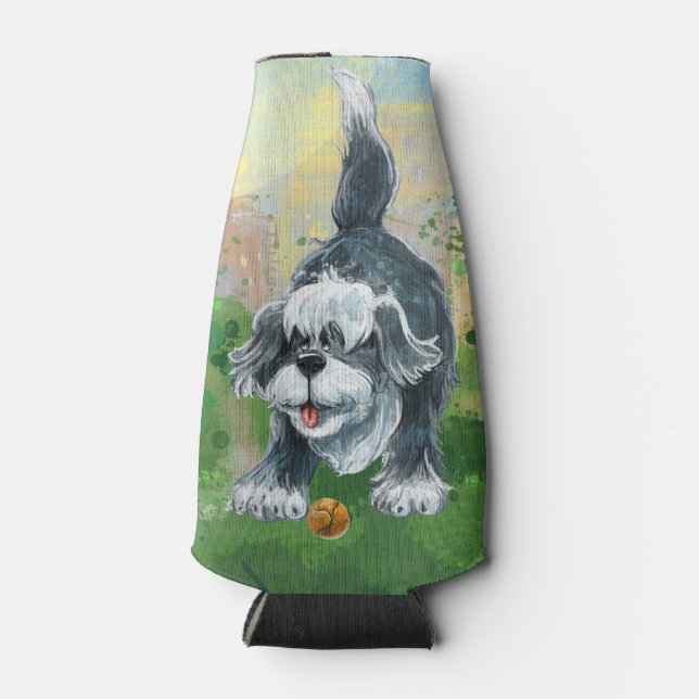 Shaggy Sheep Dog Bottle Cooler (Front)