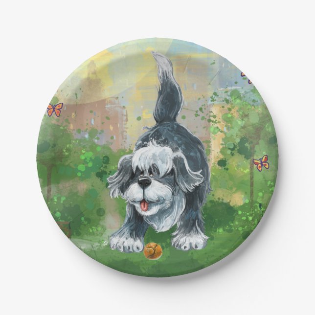 Shaggy Sheep Dog Paper Plate (Front)