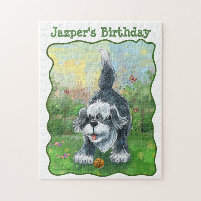 Shaggy Sheep Dog Party Center Jigsaw Puzzle (Vertical)