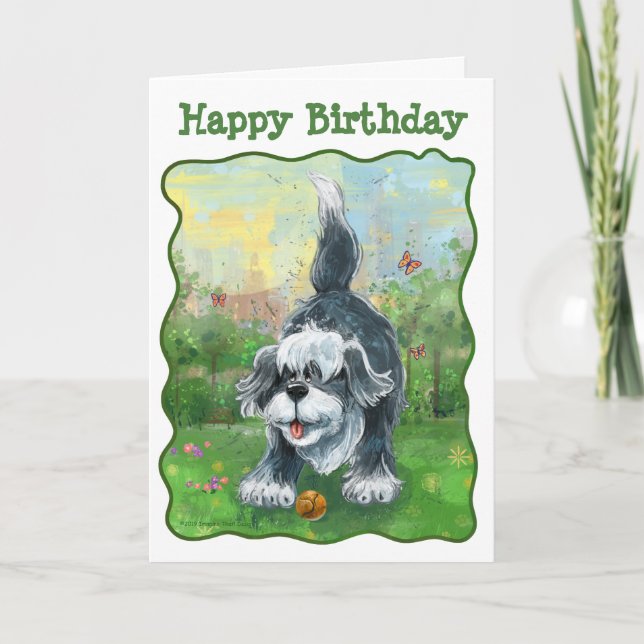 Shaggy Sheep Dog Party Centre Card (Front)
