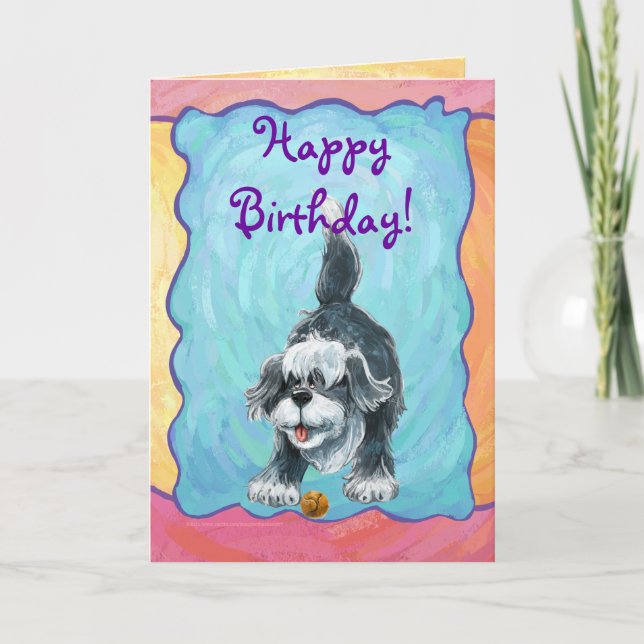 Shaggy Sheep Dog Party Centre Card (Front)