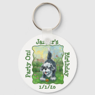 Shaggy Sheep Dog Party Centre Key Ring