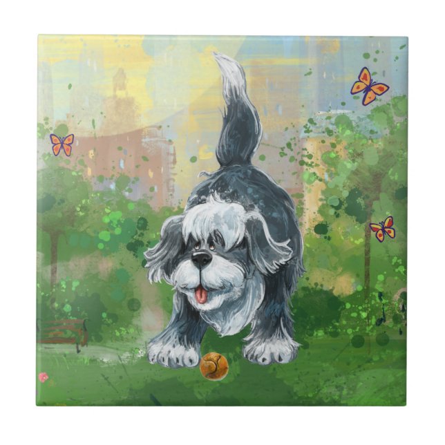 Shaggy Sheep Dog Tile (Front)