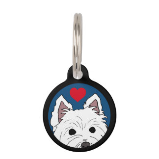 "SHAGGY" Westie with Heart Custom Pet Tag