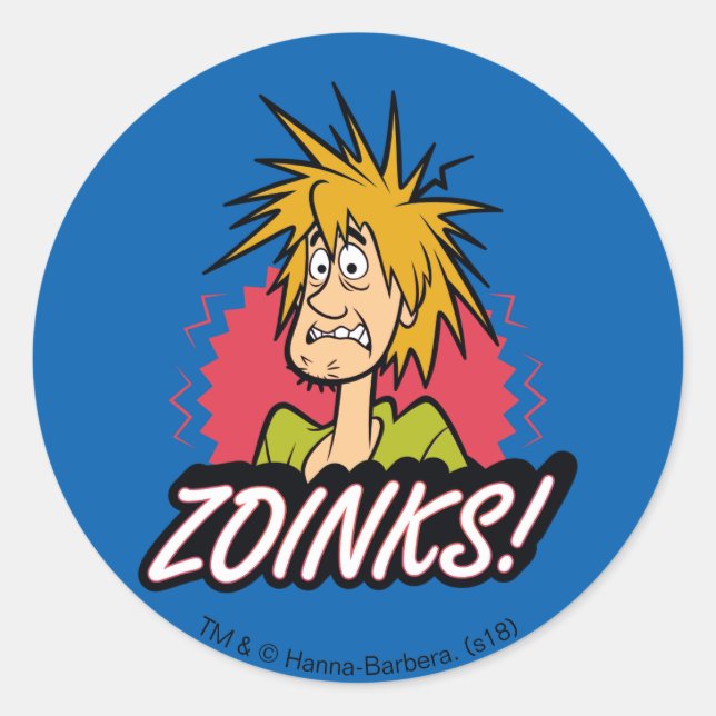 Shaggy "Zoinks!" Graphic Classic Round Sticker (Front)